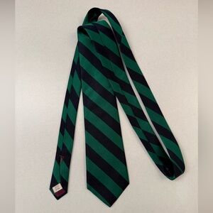 Lands' End Green and Black Striped Silk Tie
